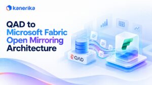Kanerika Infographis cover for QAD ti microsoft fabric open mirroring architecture infographic
