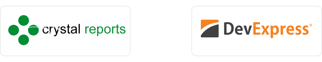 Crystal Reports and DevExpress logos for the FLIP migration accelerator