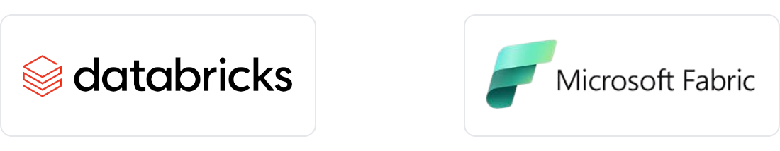 Databricks and Microsoft Fabric logos for the FLIP migration accelerator