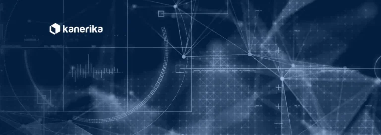Kanerika blog banner for field parameters in Microsoft Fabric, a navy network of connected data points