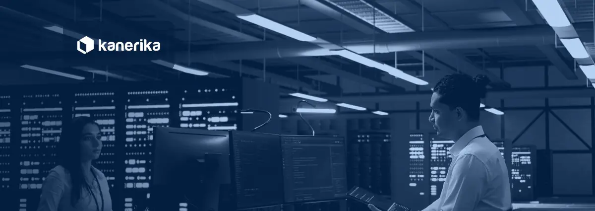 Two data engineers reviewing platform performance benchmarks in a server hub, Databricks vs Snowflake comparison banner